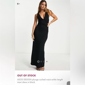 ASOS Design Plunge Ruched Maxi Dress
